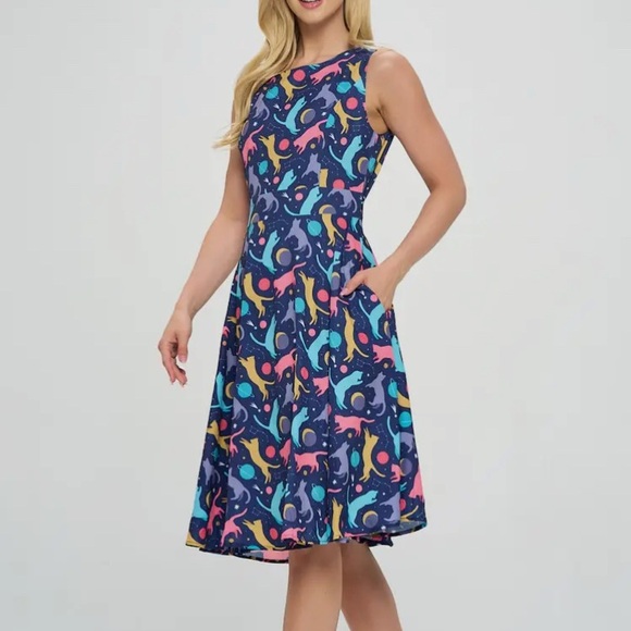 LA Soul Dresses & Skirts - LA Soul Cat Zodiac Dress 1X NWT | Plus Size Blue Sleeveless Summer Festival